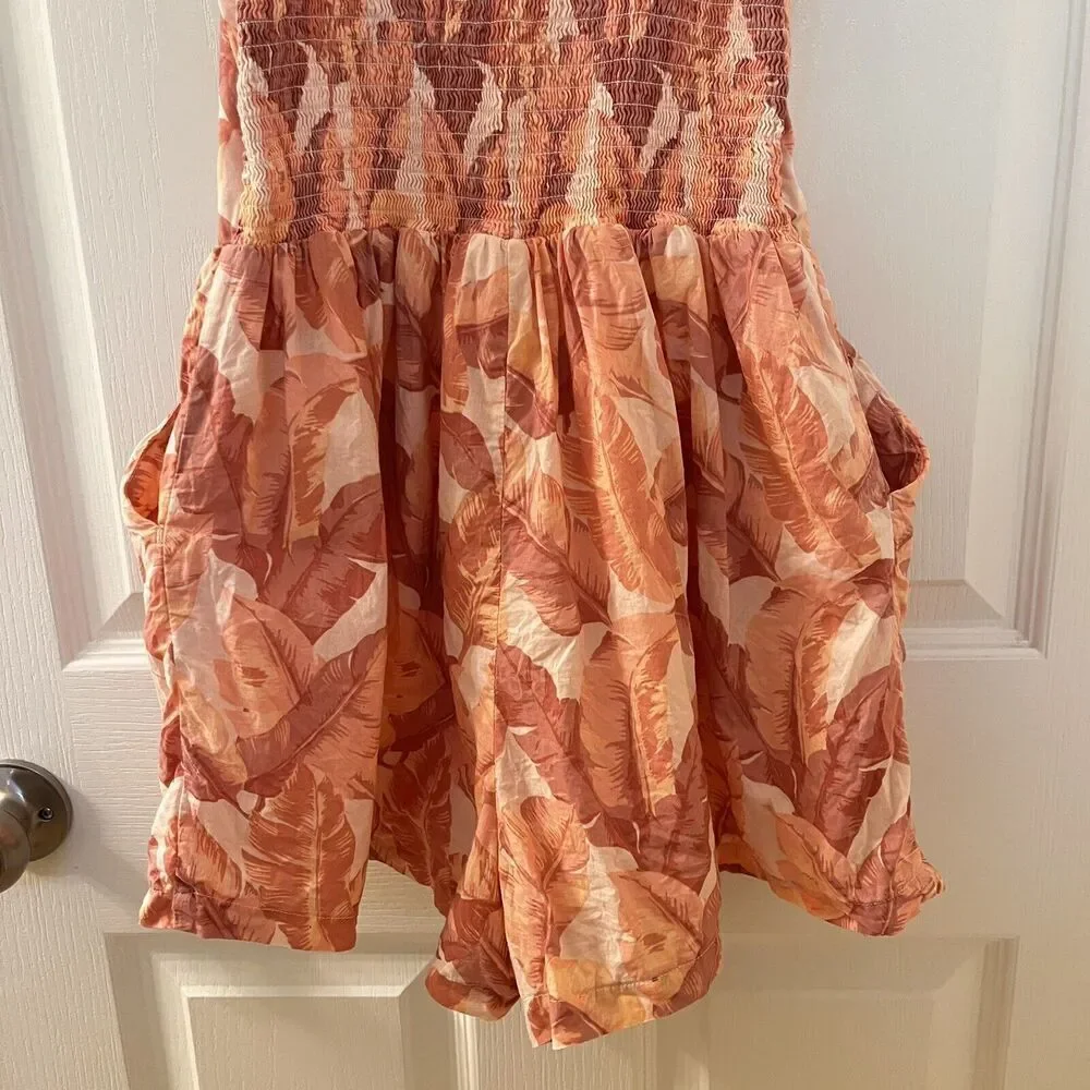 Janie and Jack What A Peach Palm Leaf Print The Adventurer Romper Tween Girls 18